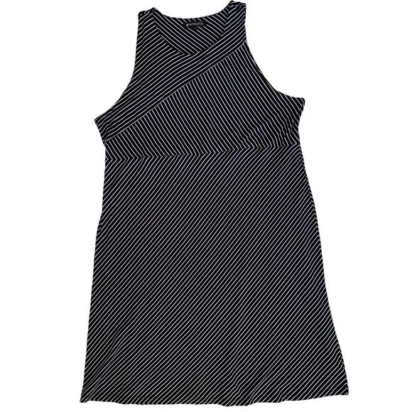 Athleta Santorini mixed stripe sleeveless modal dress 2XL stretch A-line - Picture 6 of 10